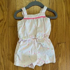 Baby Gap Light Pink Romper with Polka Dot Embroidery